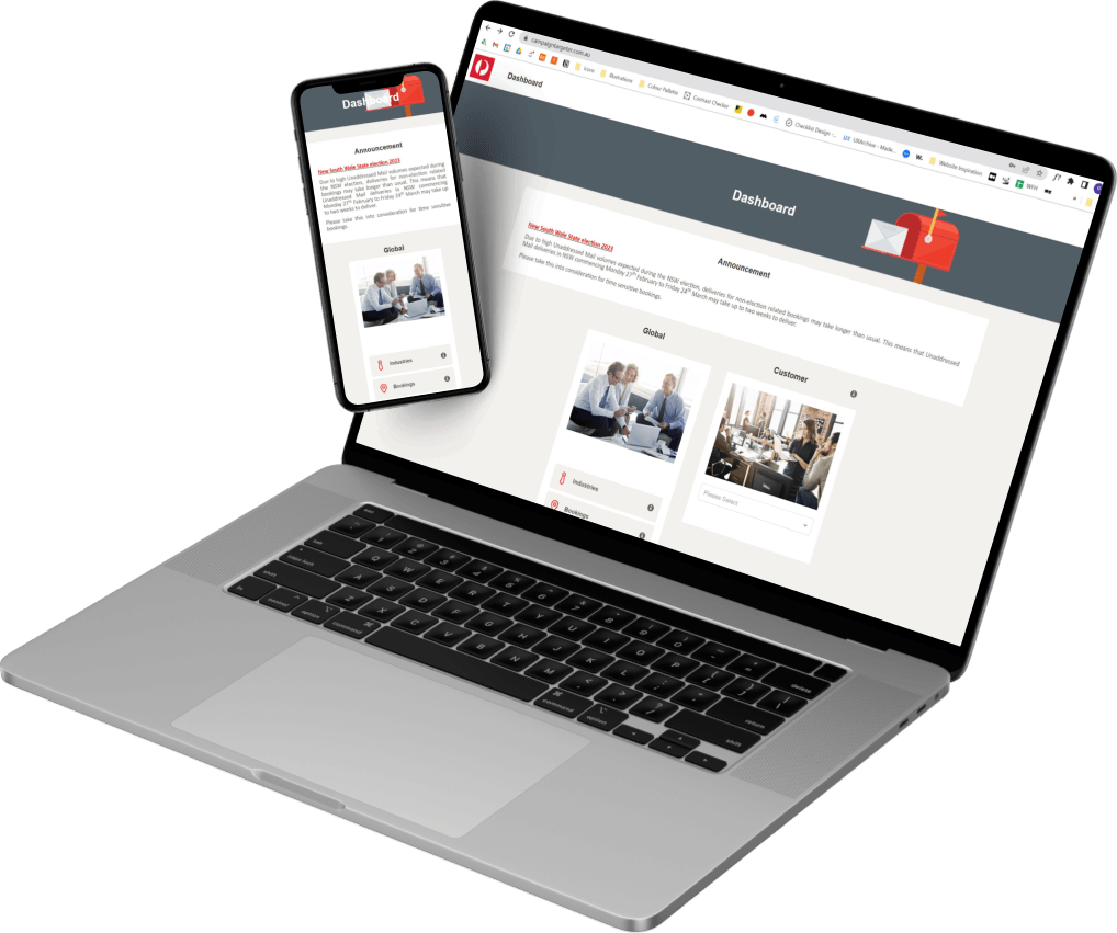 Laptop and phone with Aus Post website