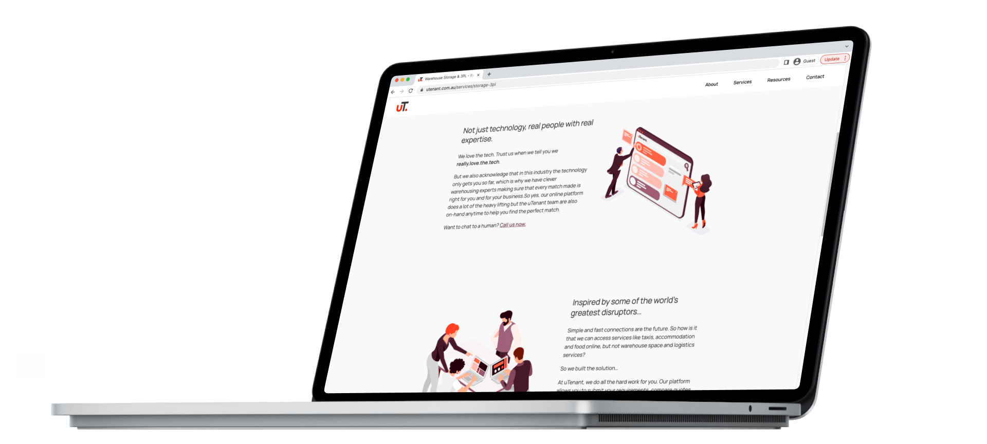 Laptop with uTenant website