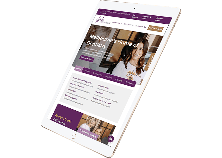 Tablet with Smile Solutions website
