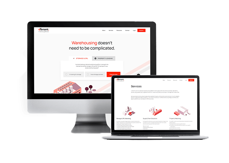 Desktop and laptop with uTenant website