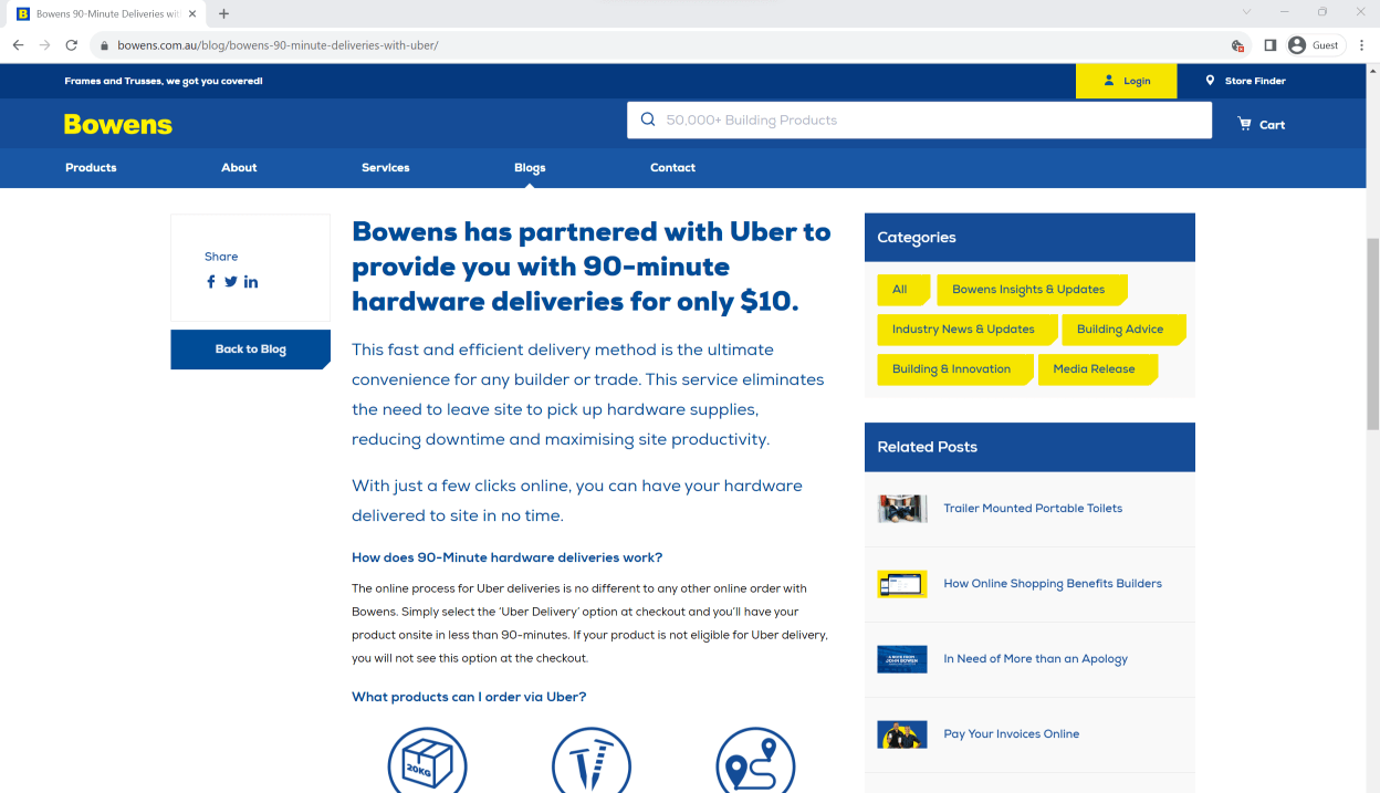 Bowens and Uber partnership website