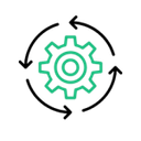 Gear Surrounded by Circular Arrows for Automation Cycle