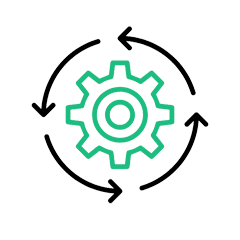 Gear Surrounded by Circular Arrows for Automation Cycle