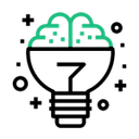 Artificial Intelligence in Lightbulb with Brain Icon