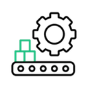 Automated Production Line with Gear and Conveyor Belt Icon