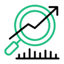 Data Analysis with Magnifying Glass and Growth Chart Icon