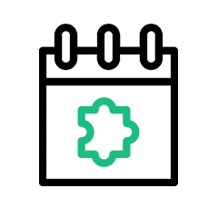 Calendar with Puzzle Piece Icon for Event Integration