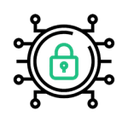 Cybersecurity Padlock in Tech Network Icon