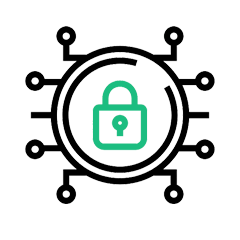 Cybersecurity Padlock in Tech Network Icon