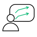 User with Growth Arrows in Data Visualisation Icon