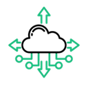 Cloud Computing with Data Distribution Arrows Icon