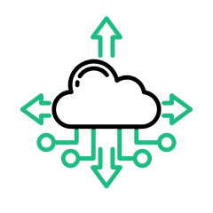 Cloud Computing with Data Distribution Arrows Icon