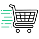 Shopping Cart with Data List Icon