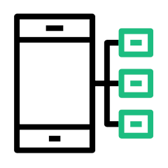 Mobile with Digital Data Blocks Icon