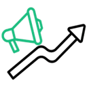 Marketing Growth Strategy with Megaphone and Arrow Icon
