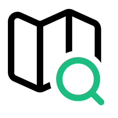 Map Content with Search Magnifying Glass Icon