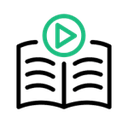 Interactive Learning Icon with Open Book and Play Button