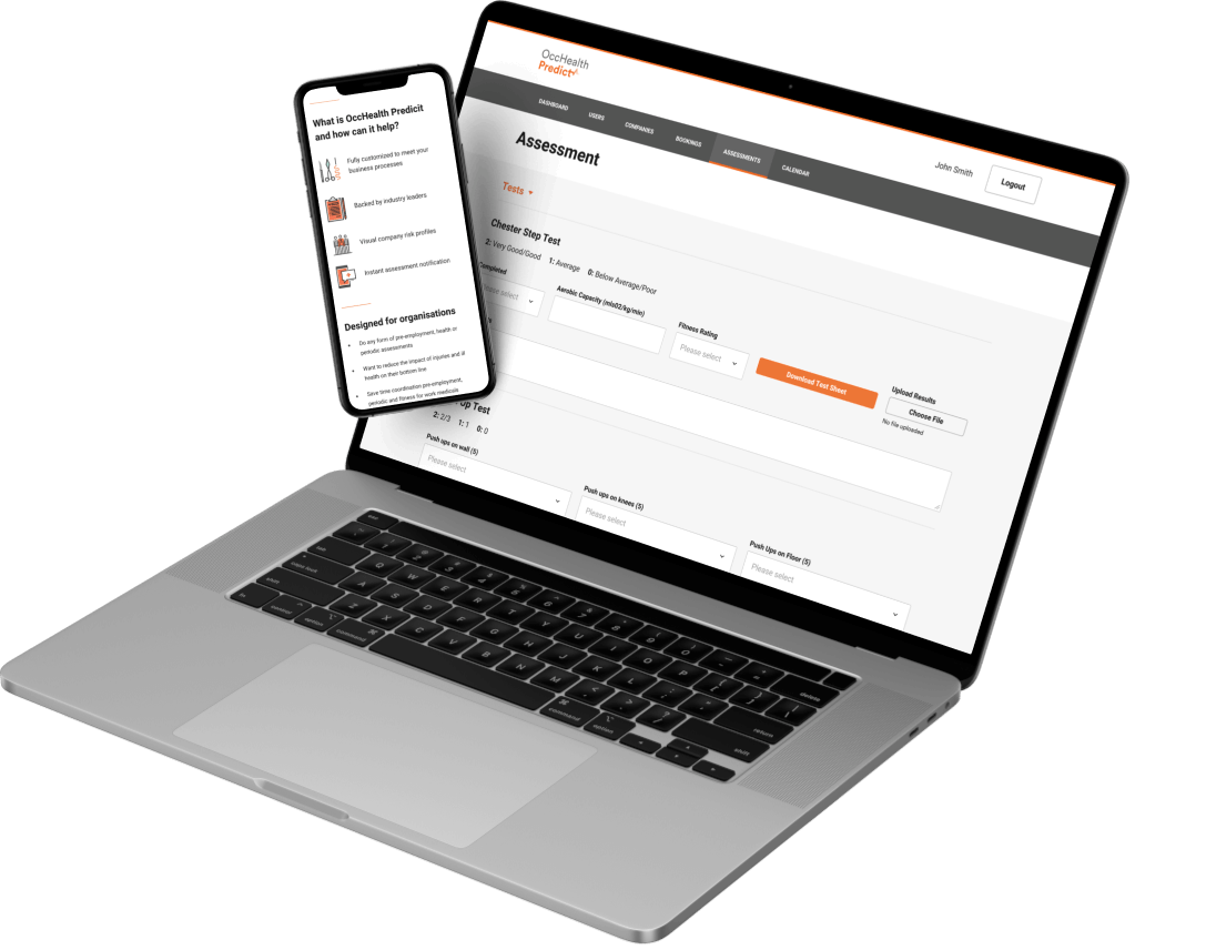 Laptop and phone with OccHealth Predict Calendar