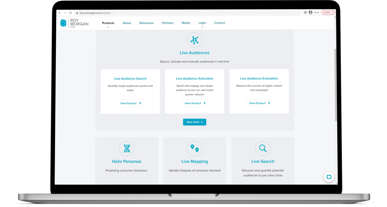 Laptop with Roy Morgan homepage