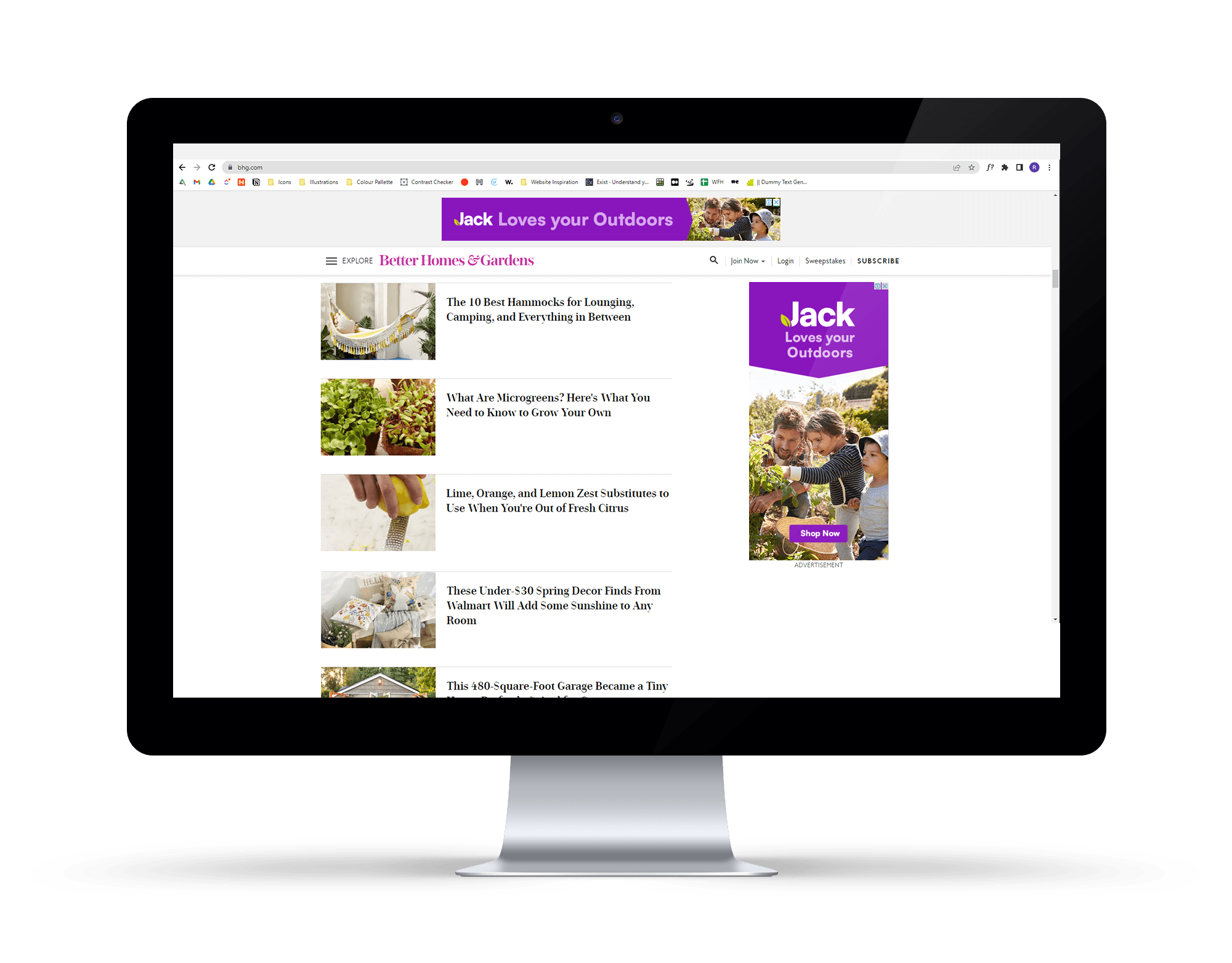 Monitor with Jack website displayed