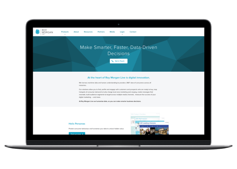 Laptop with Roy Morgan homepage