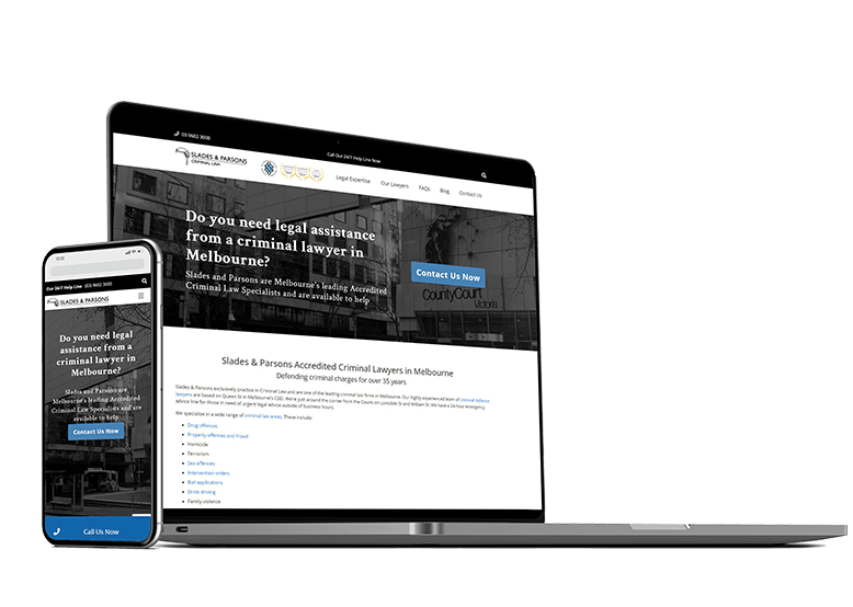 Latop with Slades and Parsons website