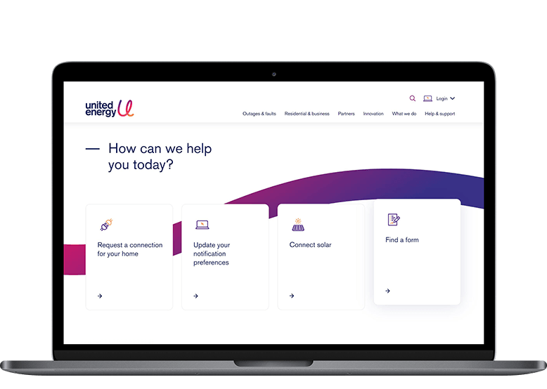 Laptop with united energy website displayed