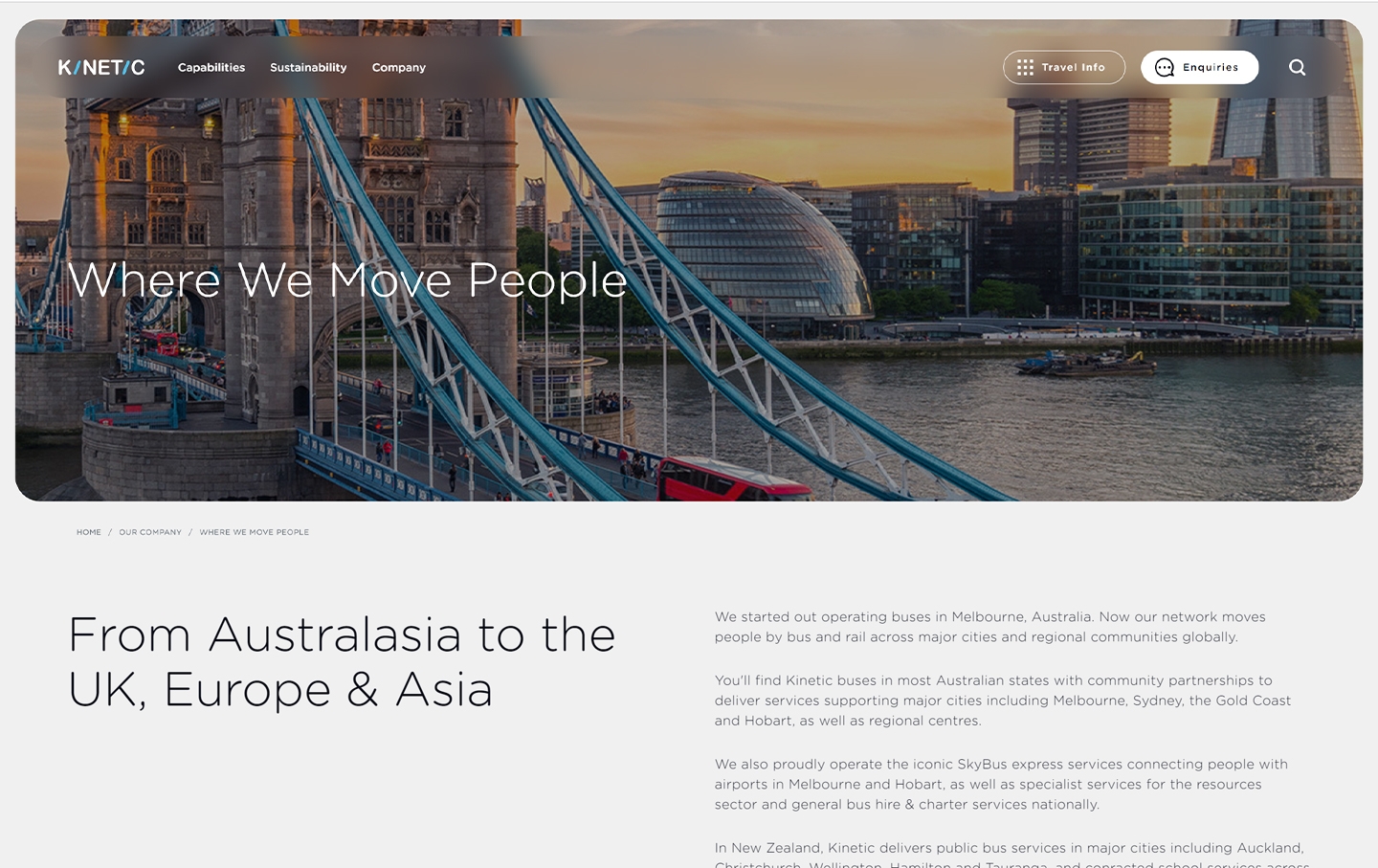 Kinetic where we move people page of website