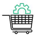 Shopping Cart with Gear Icon for E-Commerce Settings