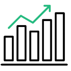 Bar Chart with Upward Growth Trend Line Icon