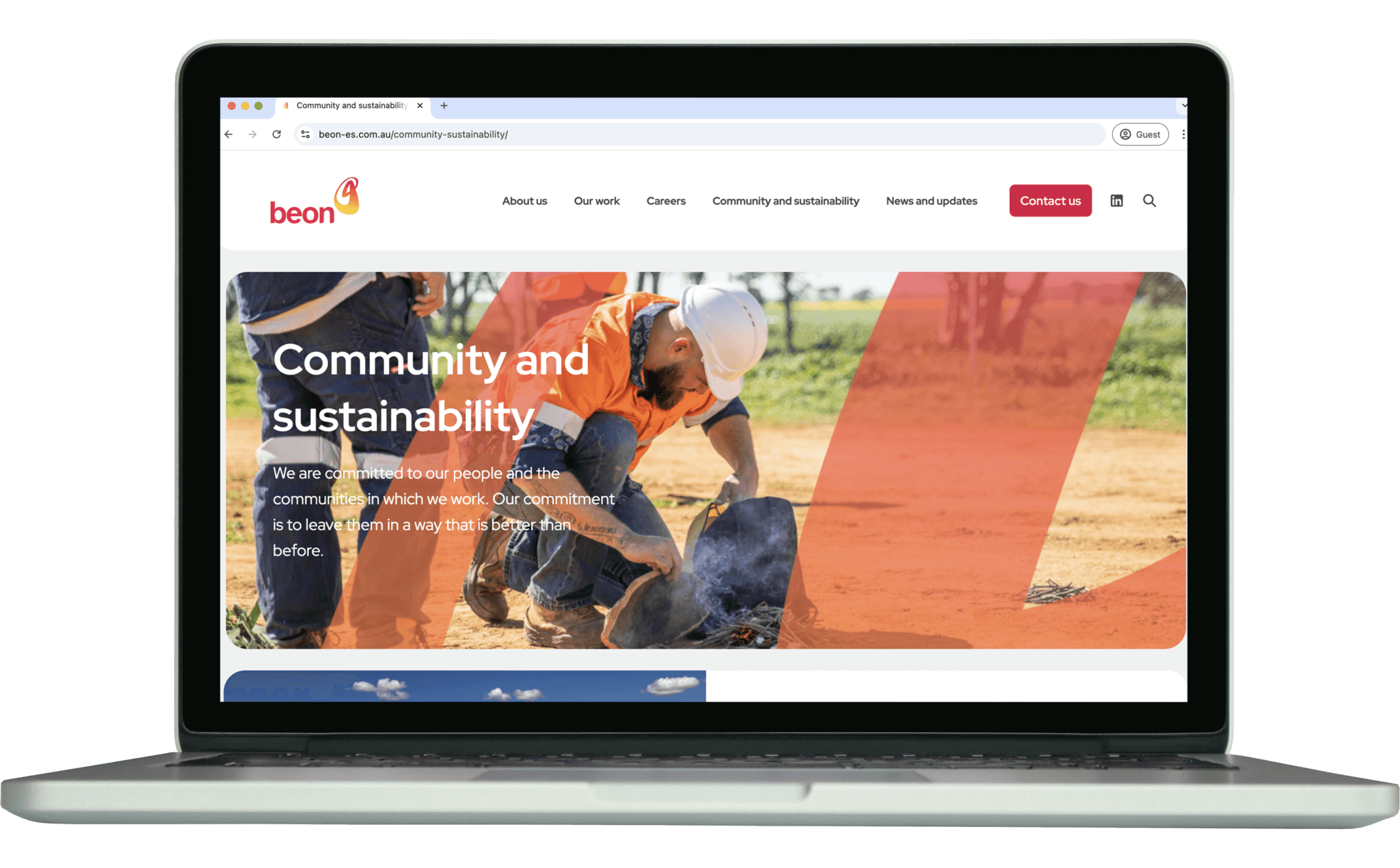 Laptop with beon website homepage